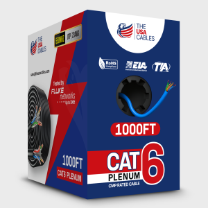 The USA Cables Cat6 Plenum Cable 1000FT – 0.58mm Solid Conductor, Fluke Tested up to 290FT | High Speed 10Gbps Gigabit Ethernet | Fire Retardant Jacket | Bulk Networking Wire for Home, Office & Data Centers